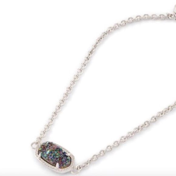 🪩 Kendra Scott Elaina Adjustable Silver Chain Bracelet in Rhodium Multi Drusy - Picture 2 of 5